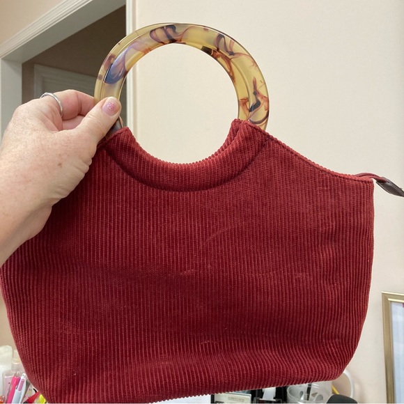 Relic Vintage 1970's Inspired Corduroy Faux Tortoise Shell Handle Bag Rust - Picture 8 of 9